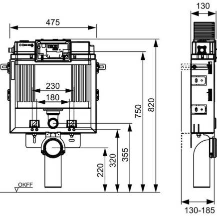 TECEbox WC-moodul koos Uni-paagiga,H=820mm